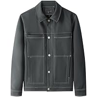Mens Casual Jacket Multi Pocket Turn Down Collar Workwear Trendy Youth Korean Fashion Outerwear