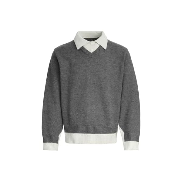 Men's Korean Style Minimalist Collar Knit Sweater for Fall
