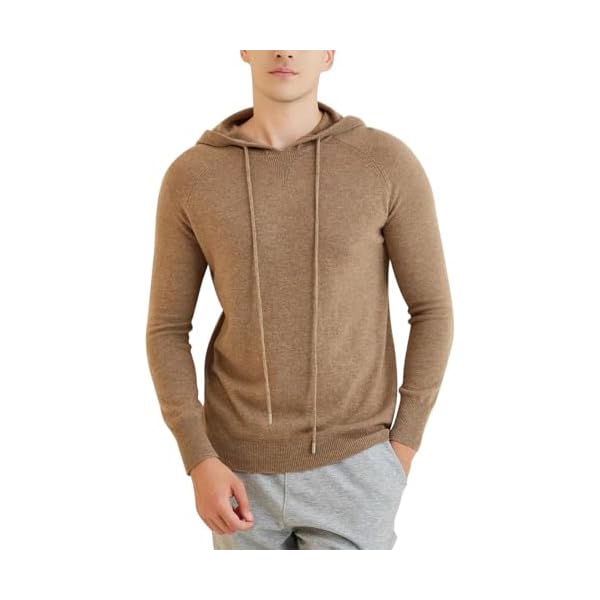 Men's Merino Wool Hooded Sweater Korean Fall Winter Warm Long Sleeve Casual Pullover
